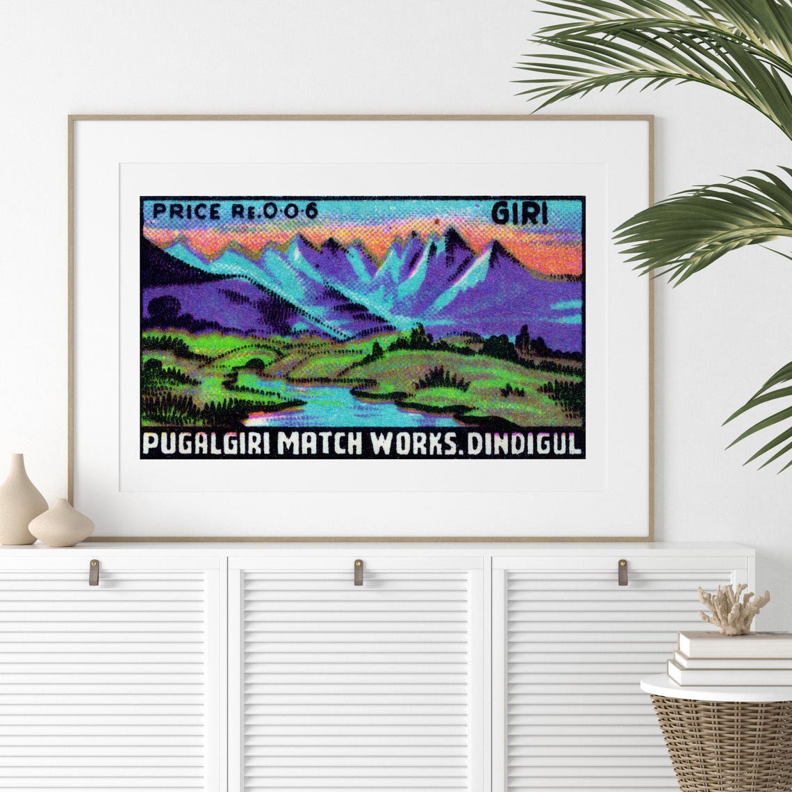 Purple Mountain River Giri Vintage Indian Matchbox Art Poster - Image 2