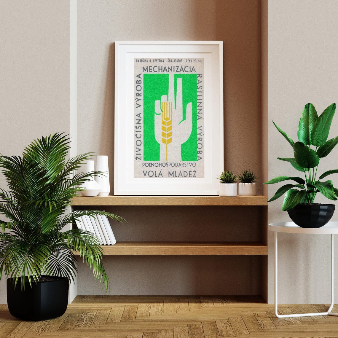 Czech Wheat Stalk Farming Mechanization Matchbox Label Poster - Image 2