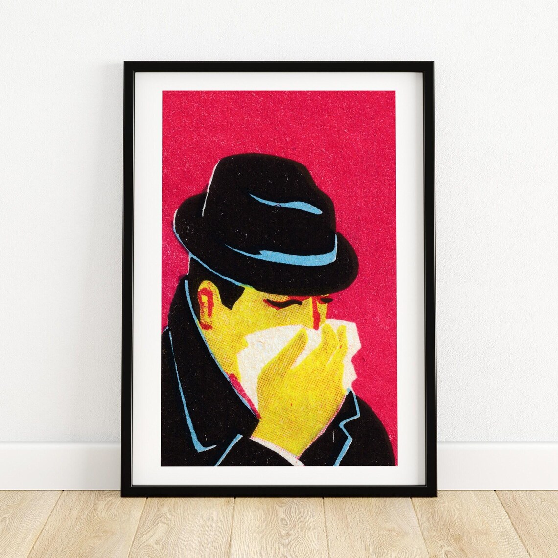 Man Sneezing Matchbox Vintage Eastern Europe Art Print