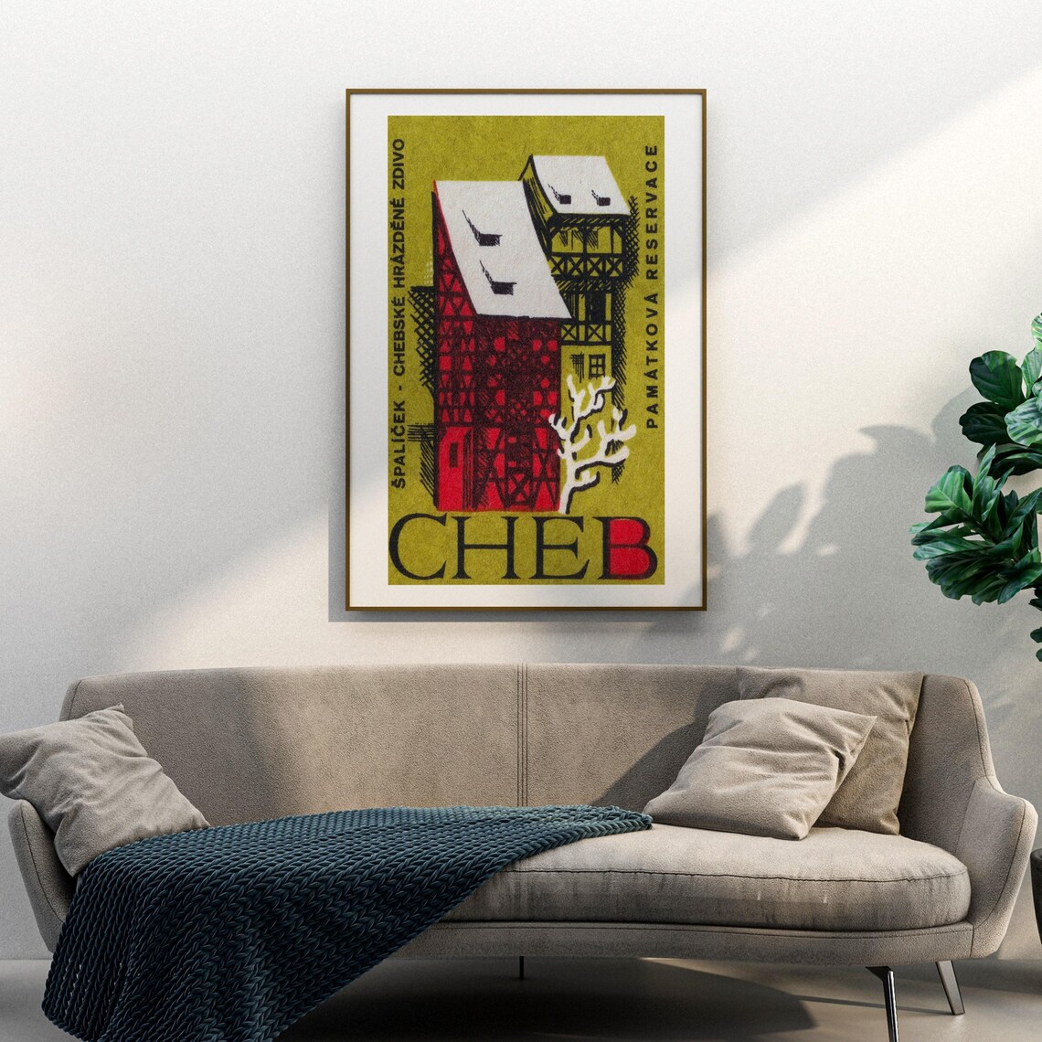 Cheb Red Timbered House Spalicek Retro Matchbox Label Art Poster - Image 3