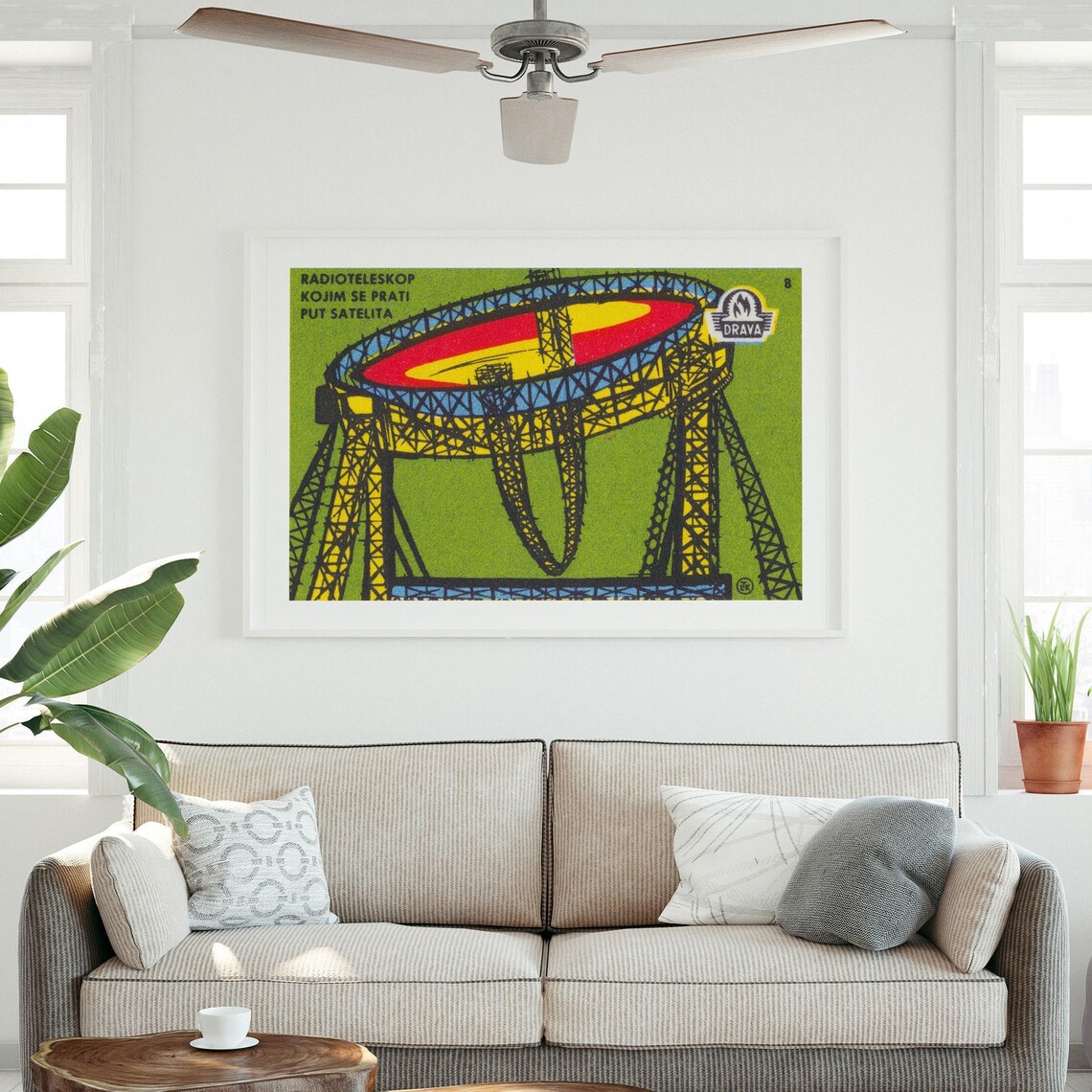 Radio Telescope Matchbox Vintage Yugoslavia Poster - Image 3