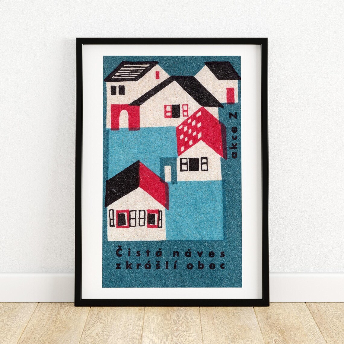 Czech Village Matchbox Vintage Eastern Europe Poster