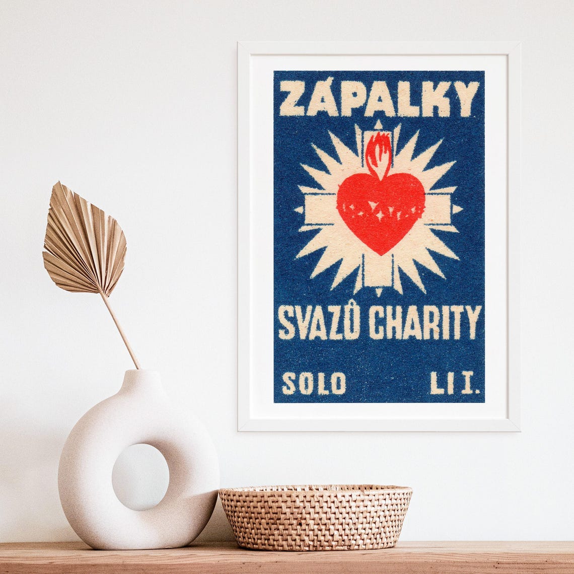 Sacred Heart Cross Vintage Czech Charity Matchbox Label Poster - Image 4