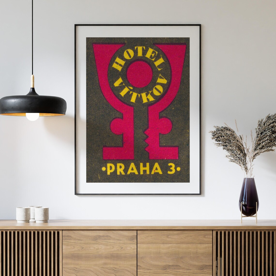 Hotel Vitkov Red Key Praha 3 Vintage Czech Advertising Art Poster - Image 4