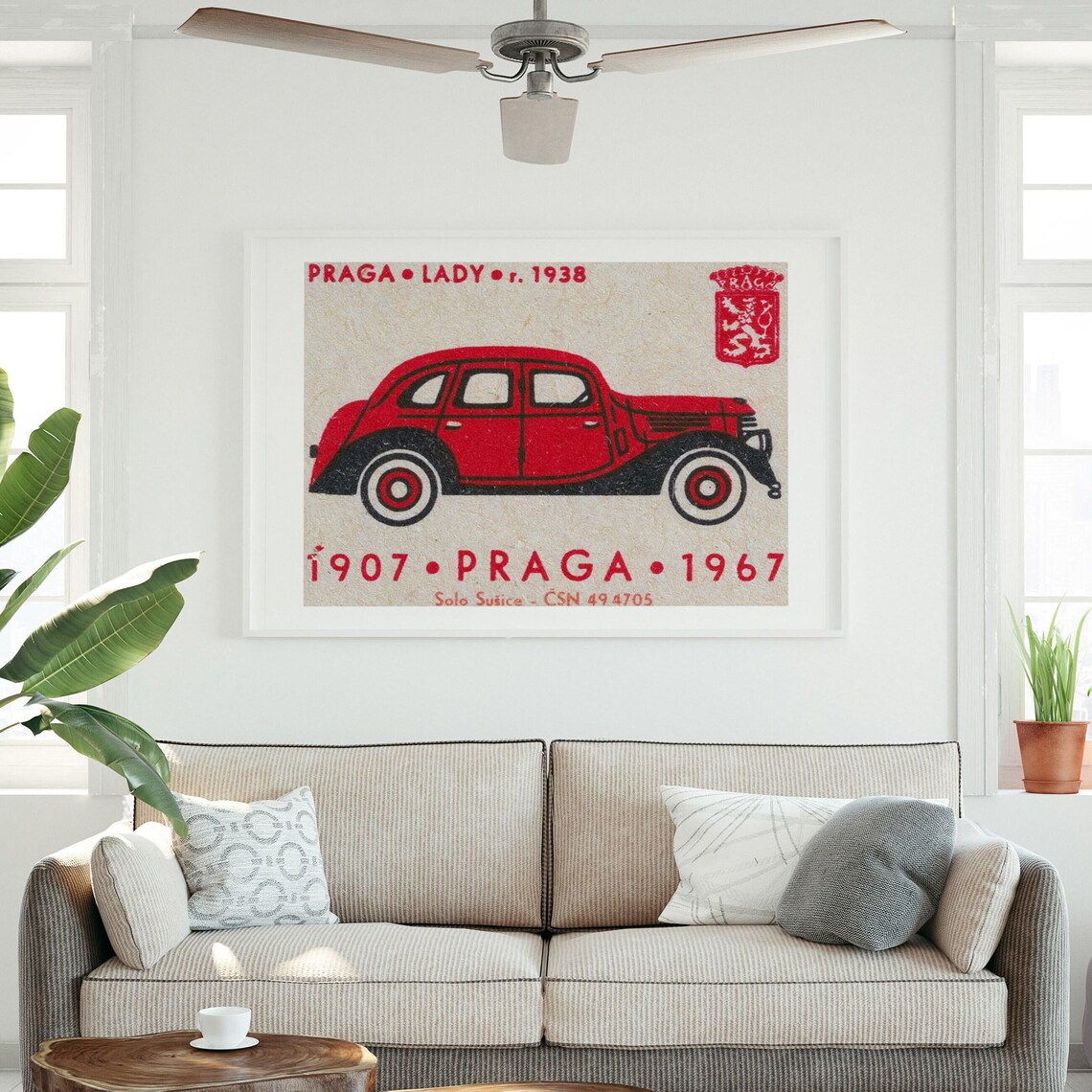Praga Lady 1938 Red Vintage Car 1907 to 1967 Anniversary Poster - Image 3