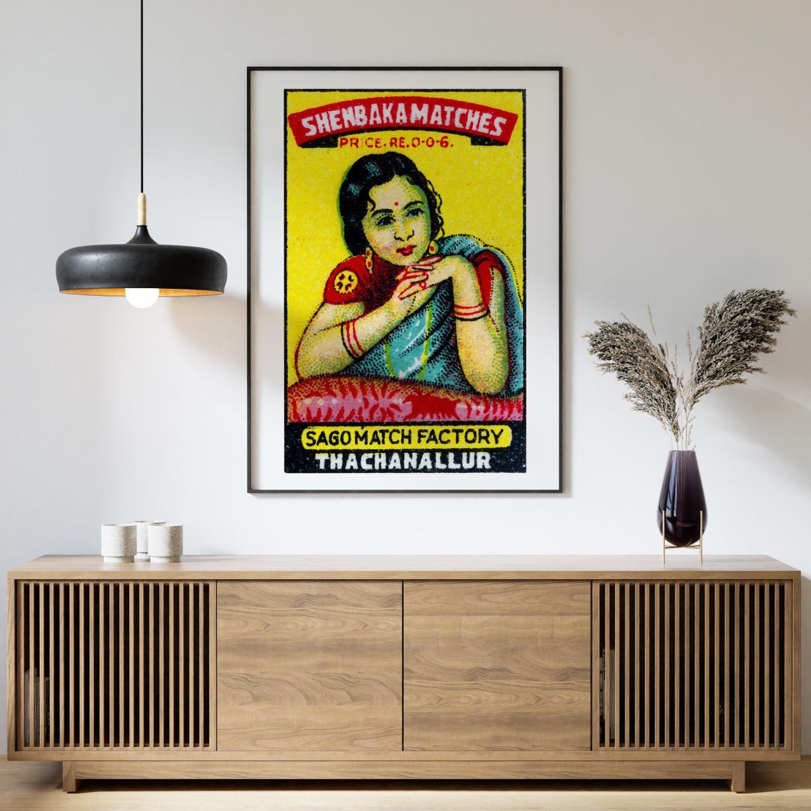 Shenbaka Matches Woman Portrait Vintage Indian Label Art Poster - Image 4