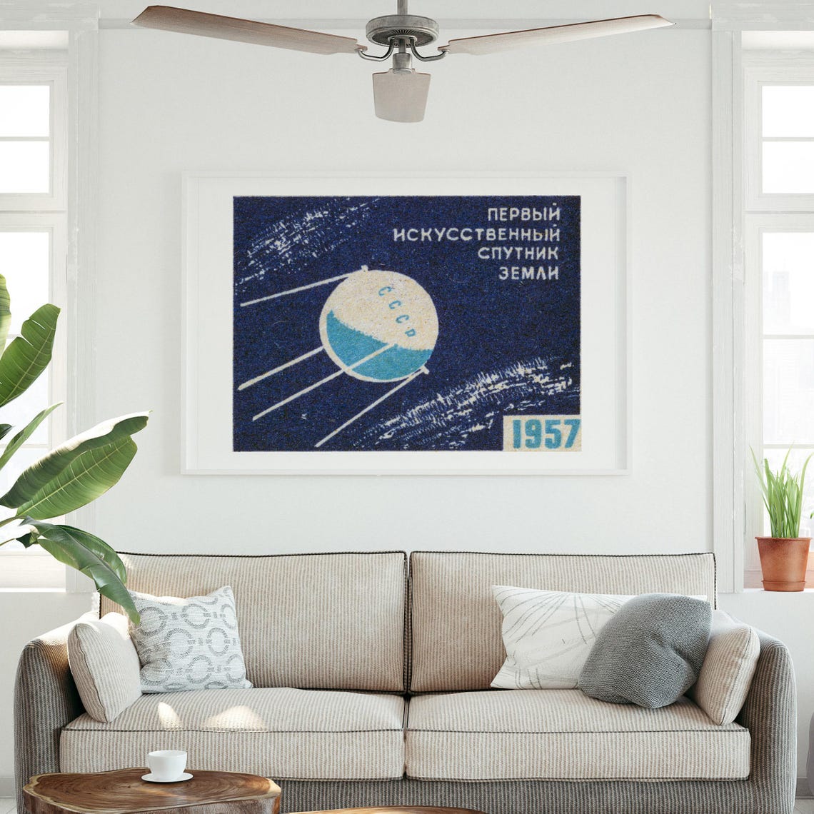 Sputnik 1957 Soviet First Artificial Satellite Matchbox Label Poster - Image 3