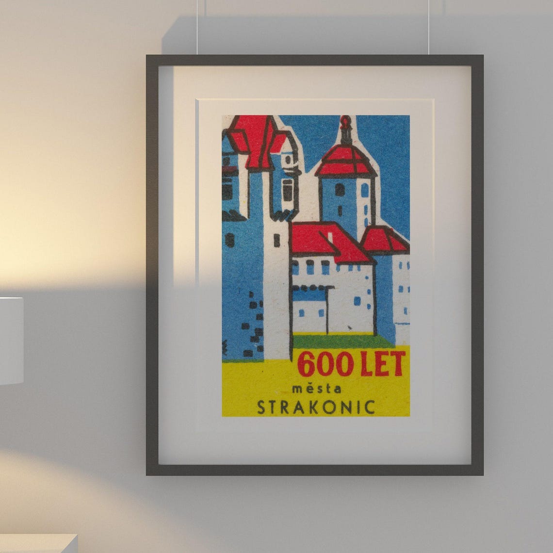 Strakonice 600 Years Castle Red Roofs Czech Vintage Label Art Print - Image 2