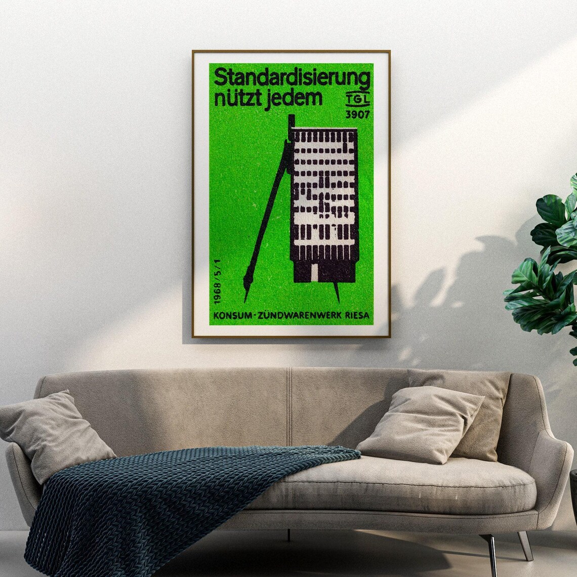 Standardisierung 1968 Riesa East German Match Factory Label Art Poster - Image 3