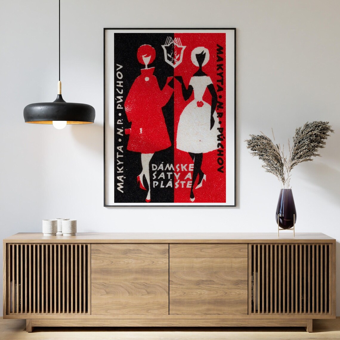 Makyta Puchov Slovak Womens Fashion Dresses Matchbox Label Poster - Image 4