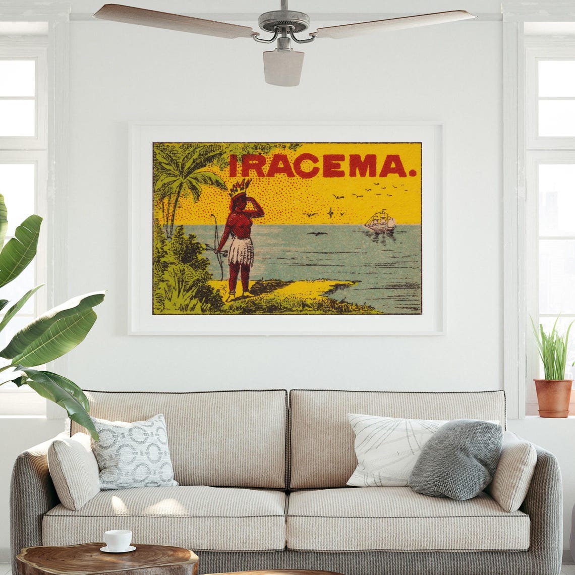 Iracema Native Archer Watching Ship Swedish Matchbox Label Poster - Image 3