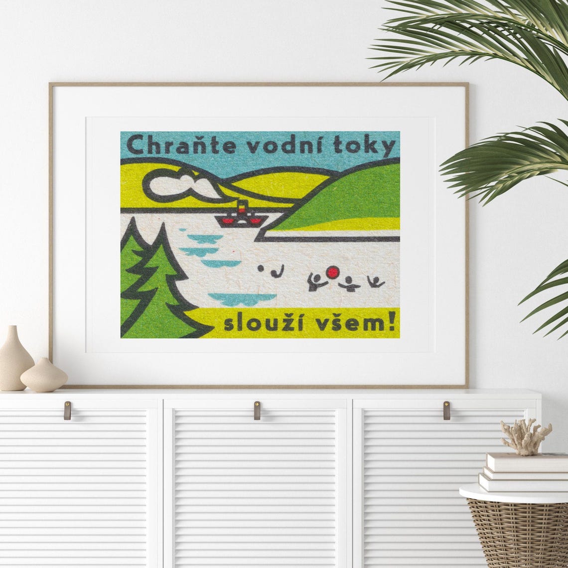 Protect Waterways Serve Everyone Lake Boat Vintage Czech Poster - Image 2