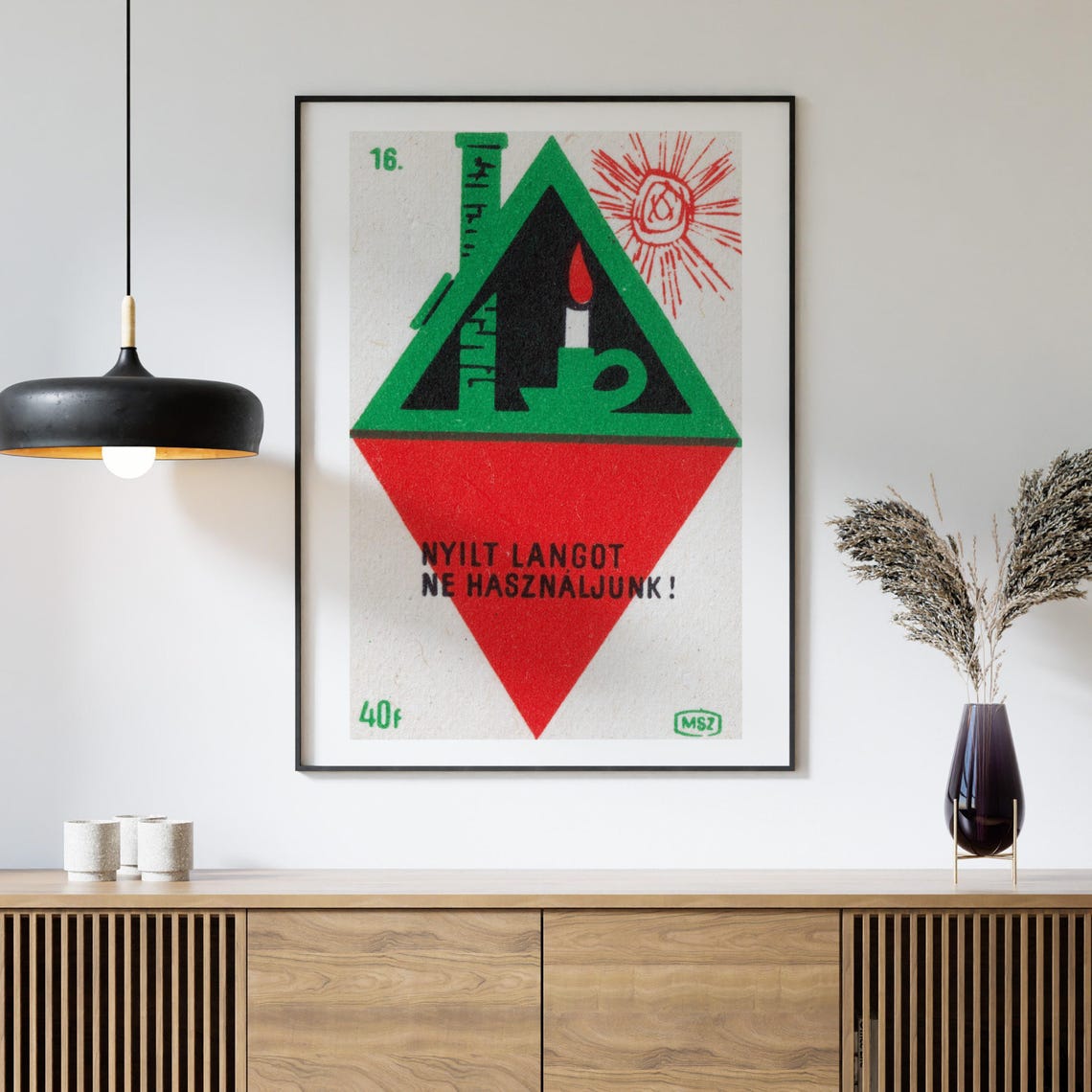 Hungarian Attic Candle Fire Safety Matchbox Label Art Poster - Image 4