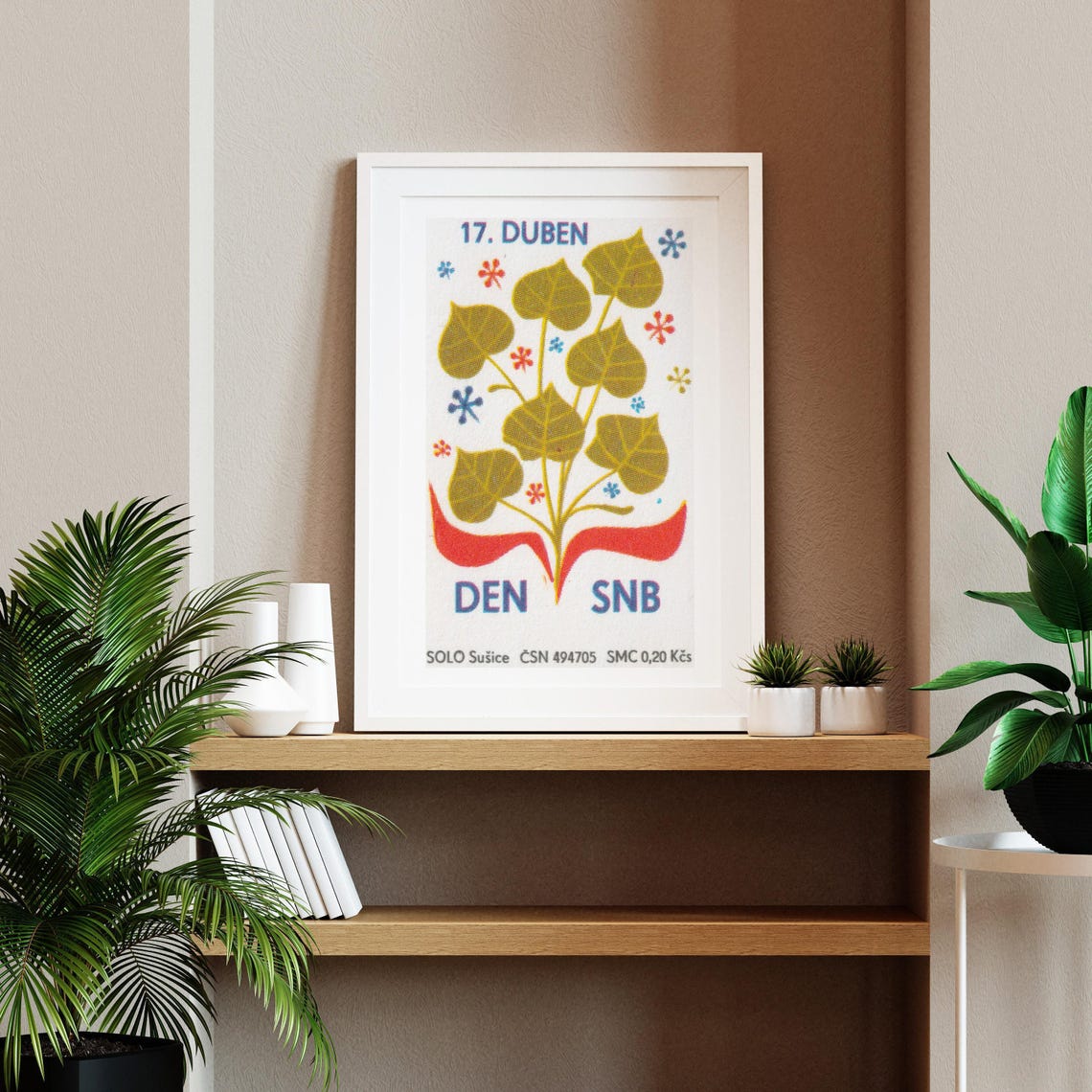Golden Brown Linden Leaves 17 Duben Den SNB Czech Vintage Poster - Image 2