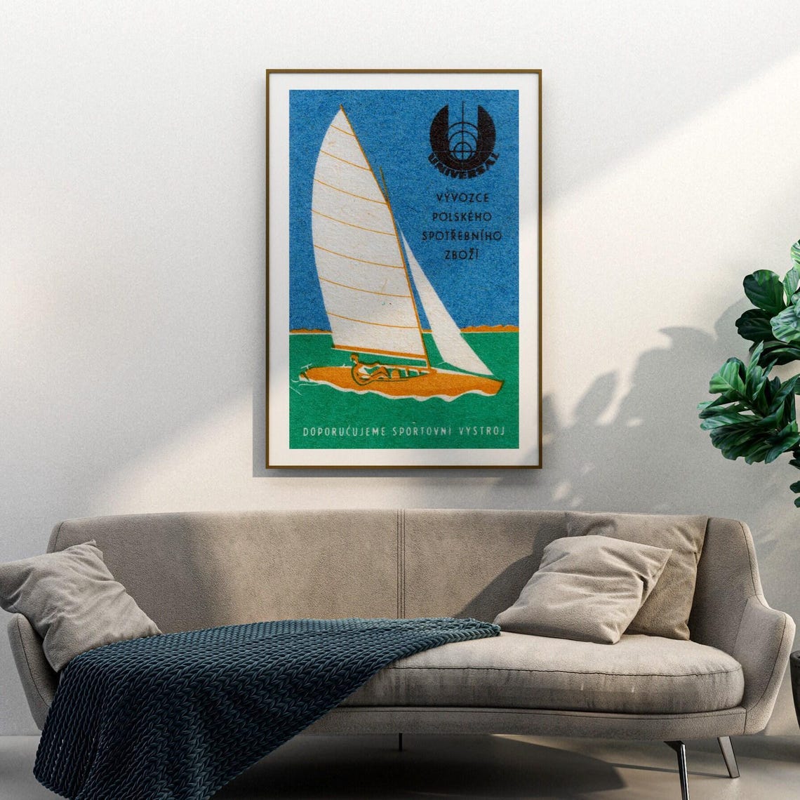 Universal Polish Export Vintage Sailboat Sea Sport Art Poster - Image 3