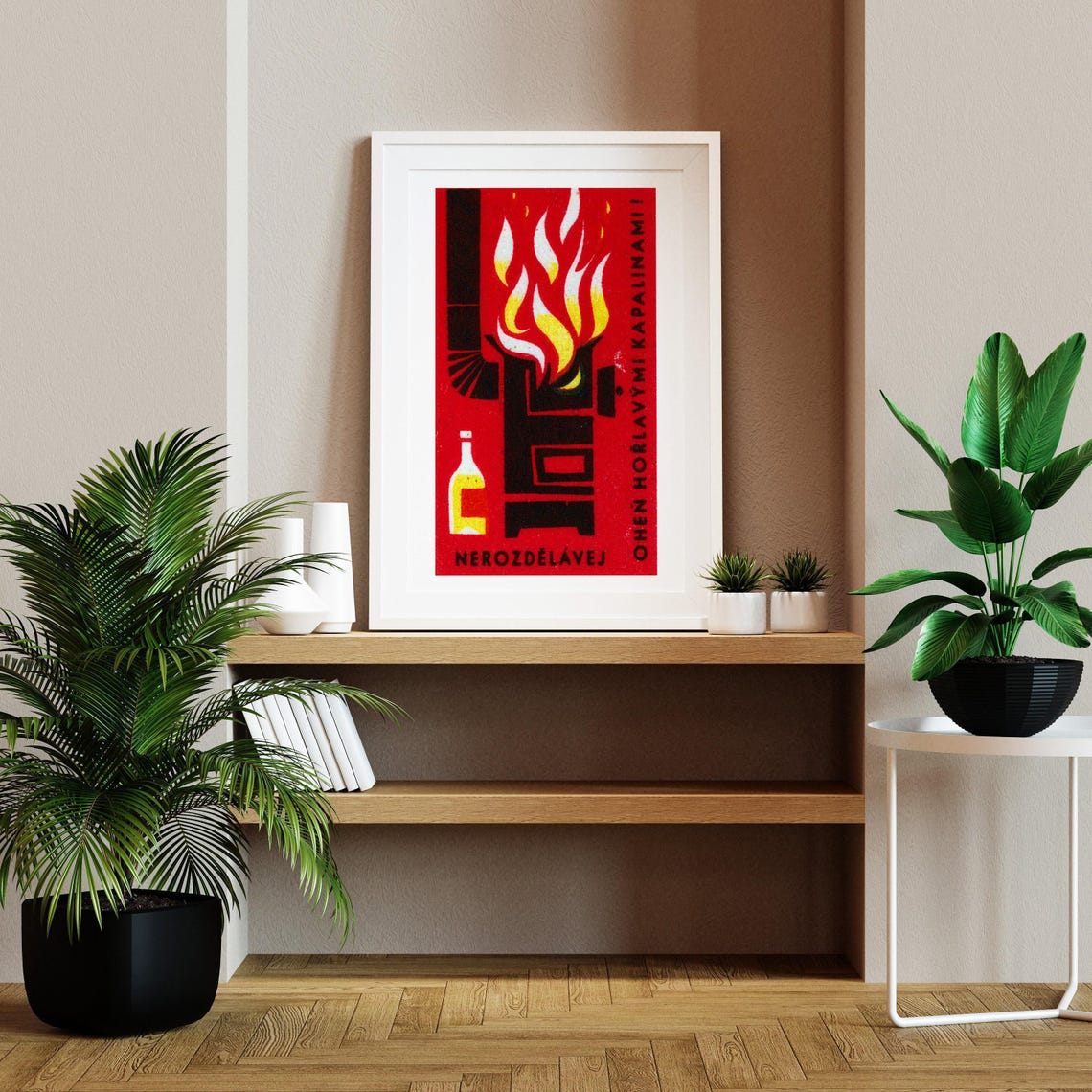 Nerozdelavej Ohen Horlavymi Kapalinami Fire Warning Vintage Poster - Image 2