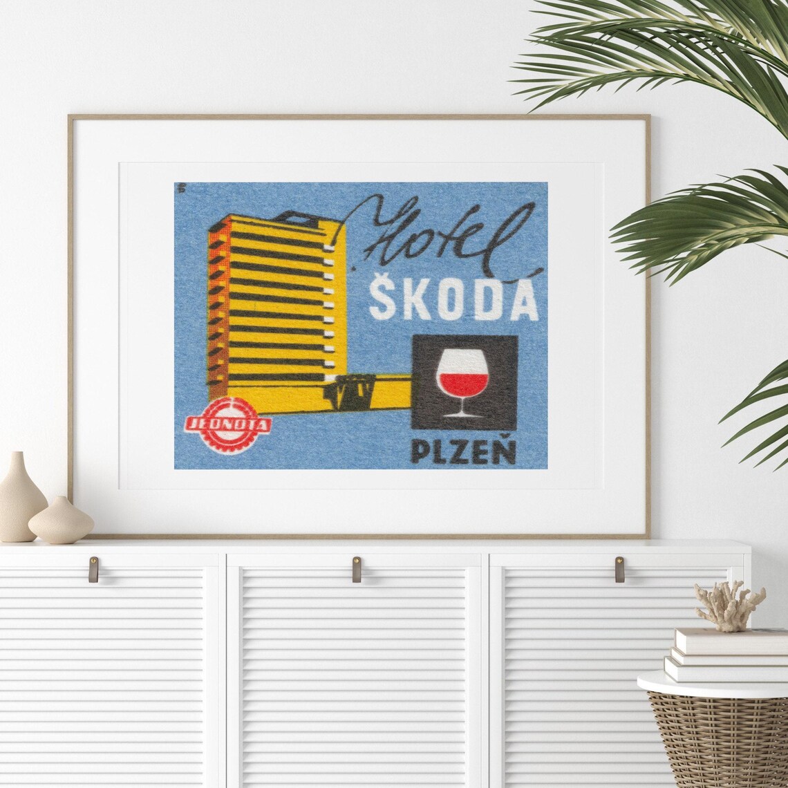 Hotel Skoda Plzen Czech Retro Hotel Tower Vintage Label Art Print - Image 2