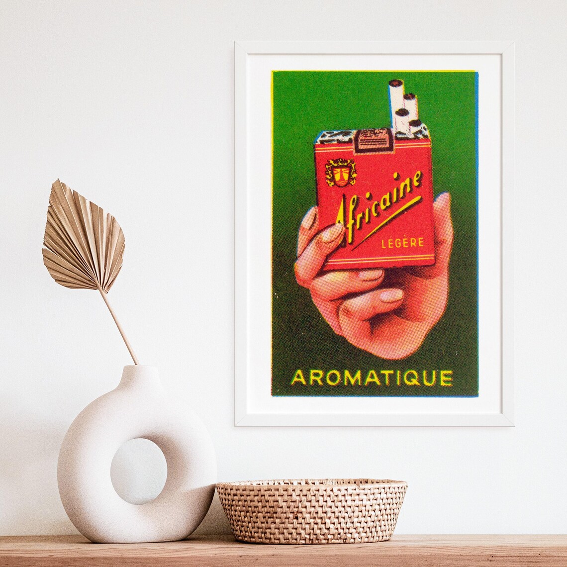 Africaine Legere French Cigarettes Red Pack Hand Vintage Ad Poster - Image 4