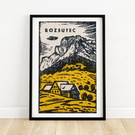 House In The Mountains Matchbox Print Czech Wall Art Vintage Czech Art Matchbox Wall Poster Vintage Poster Print