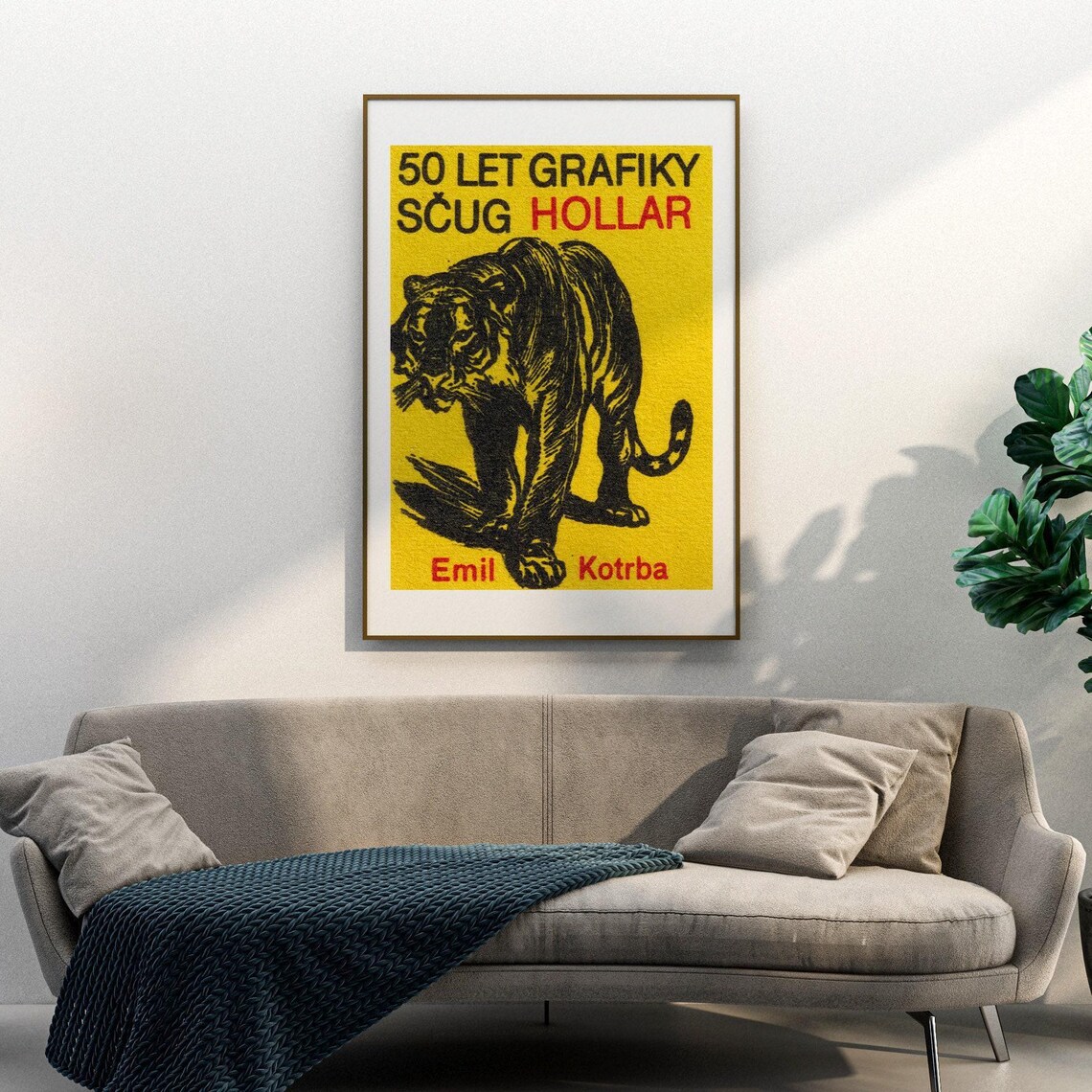 Yellow Tiger Matchbox Vintage Czech Poster Print - Image 3