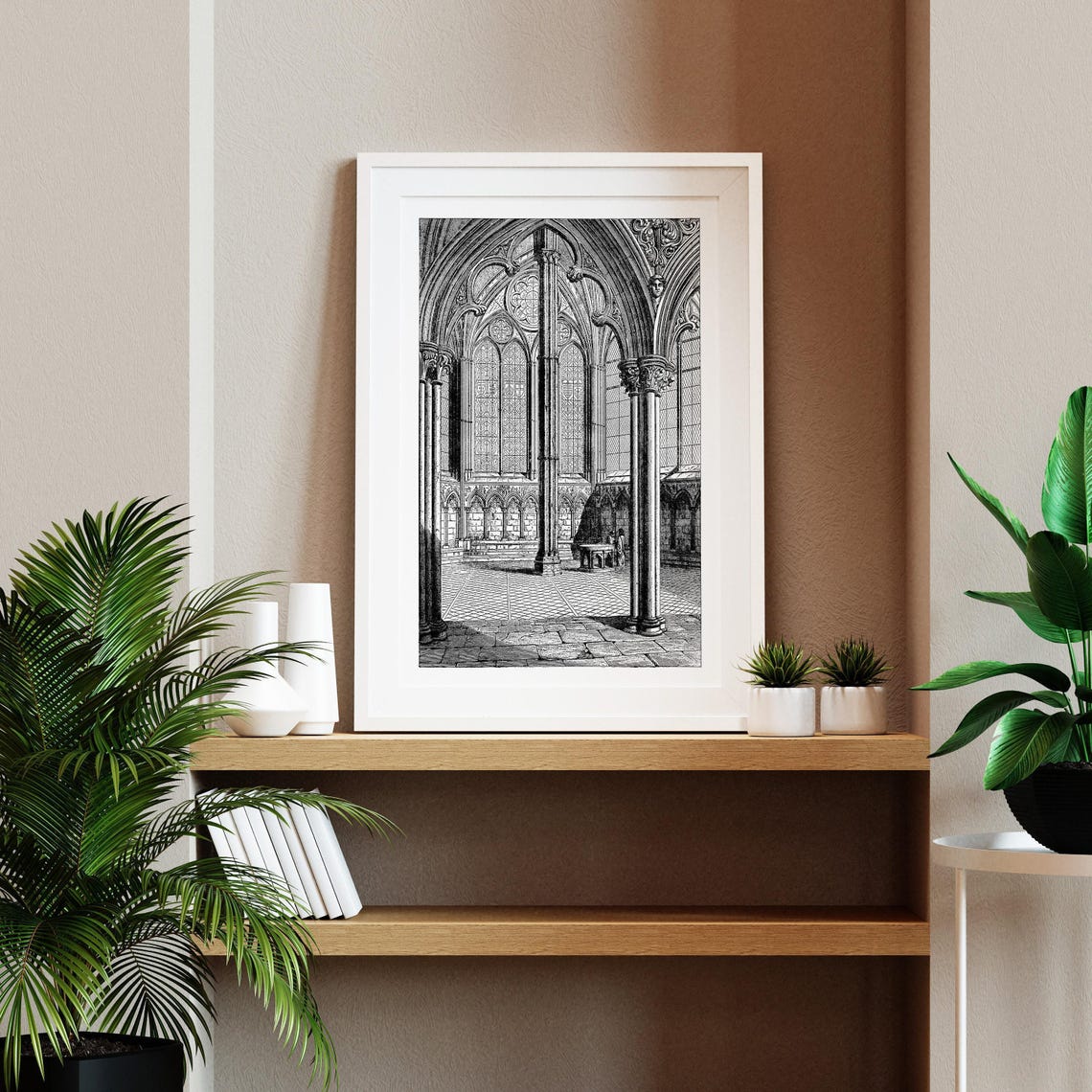 Salisbury Cathedral Chapter House Gothic Interior Engraving Poster - Image 2