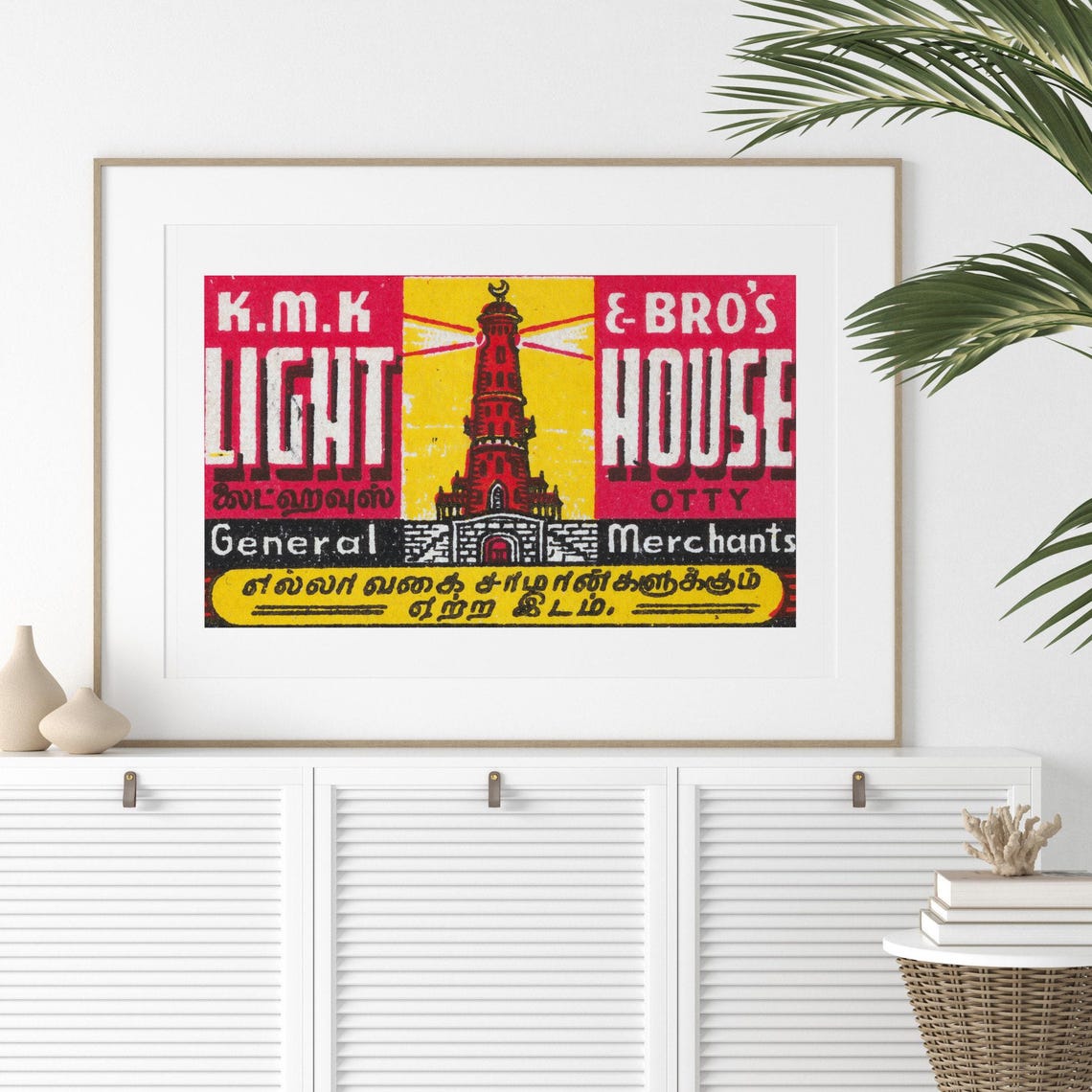 Indian Lighthouse KMK Bro General Merchants Match Label Art Poster - Image 2