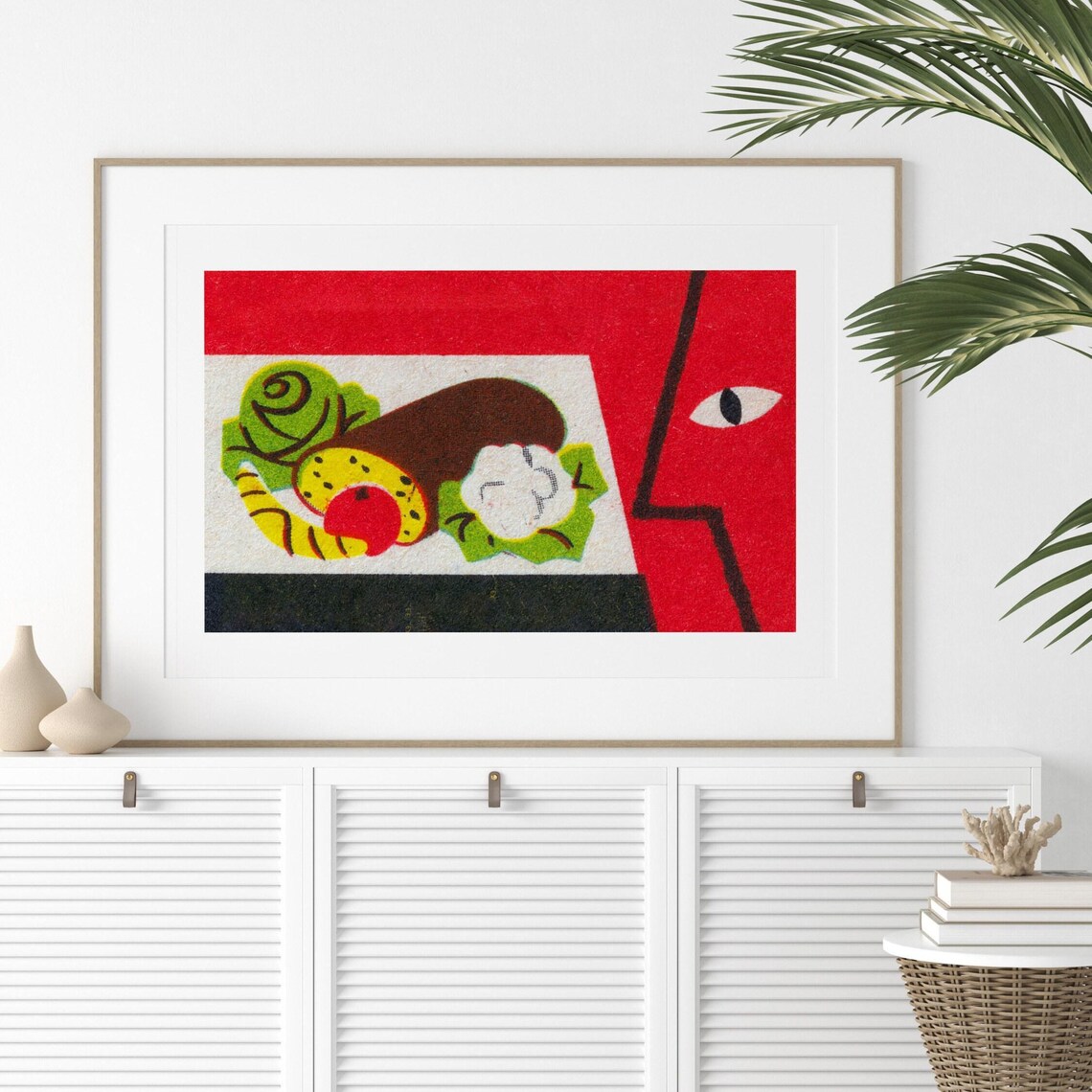Red Abstract Face Profile Dessert Vintage Modernist Art Poster - Image 2
