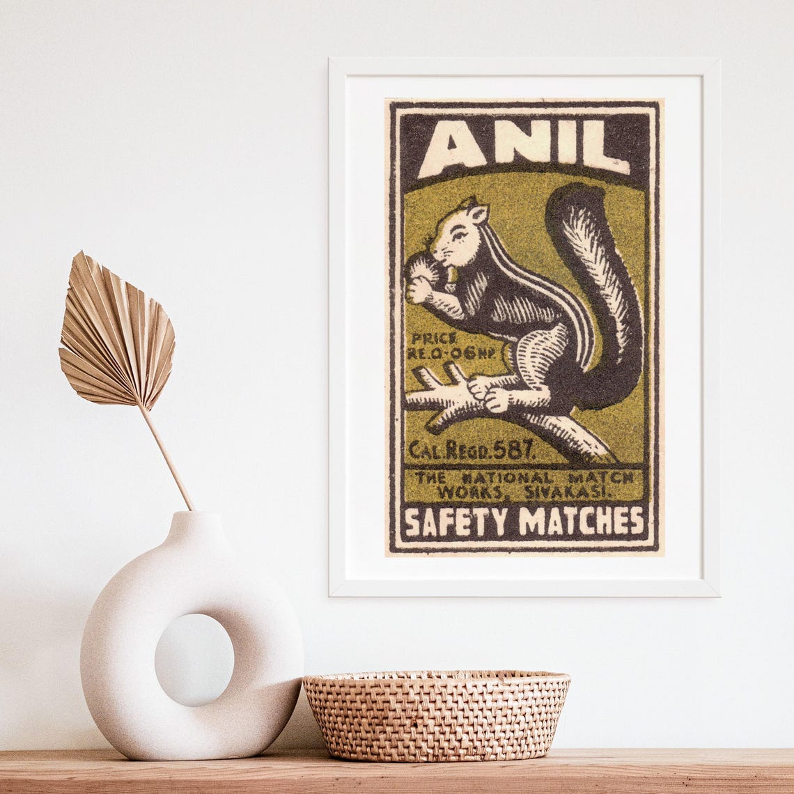 Anil Squirrel Eating Nut Vintage India Safety Matches Poster - Image 4
