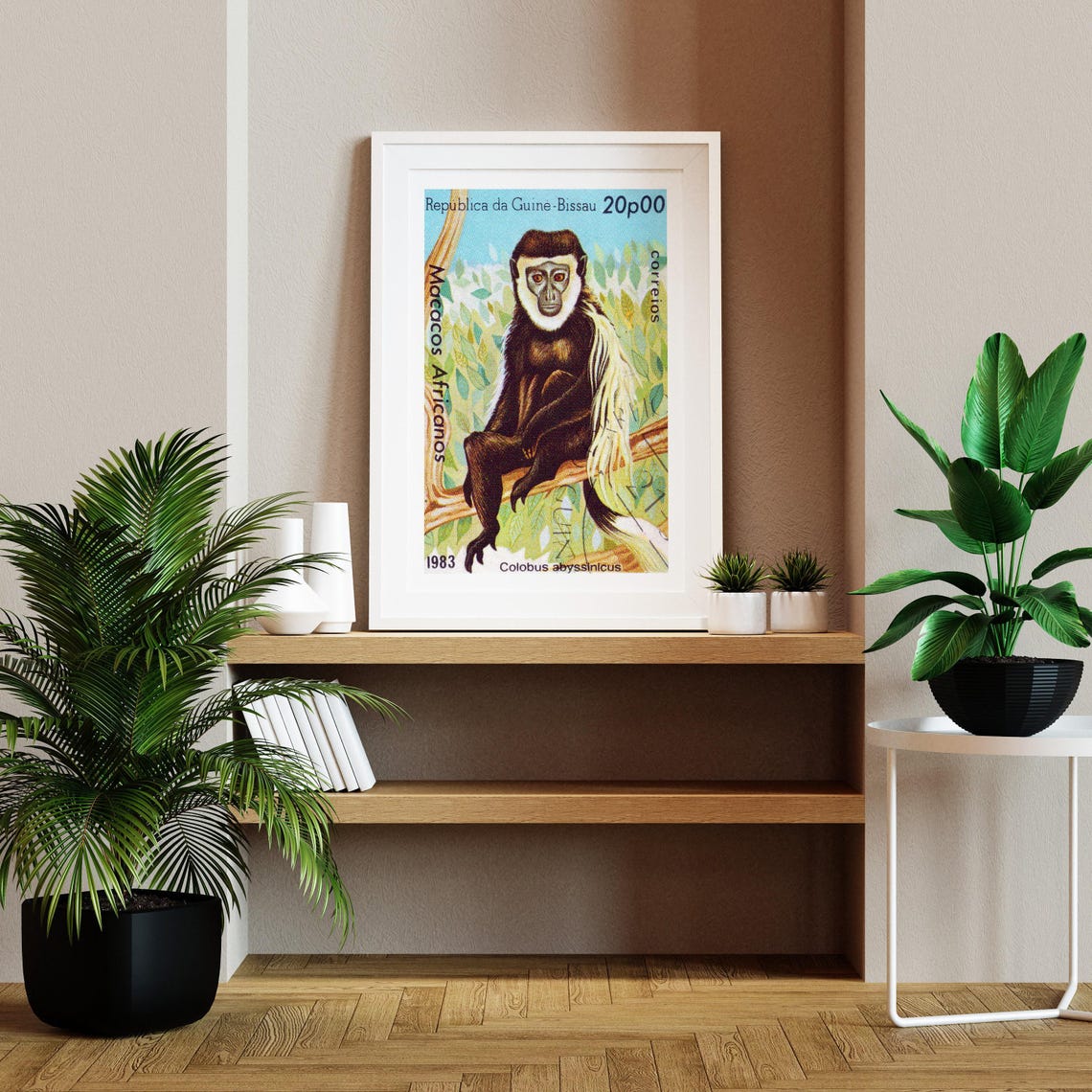 Colobus Monkey 1983 Guinea Bissau Stamp African Wildlife Poster - Image 2