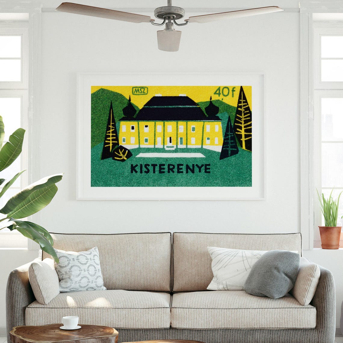 Kisterenye Forest Hotel Yellow Building Vintage Matchbox Poster - Image 3
