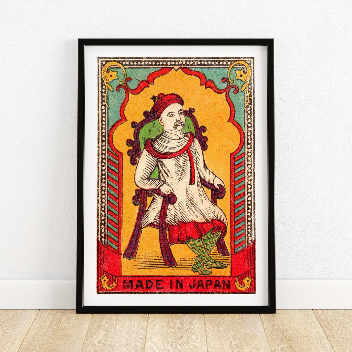 Indian Nobleman Seated Portrait Made in Japan Vintage Label Poster