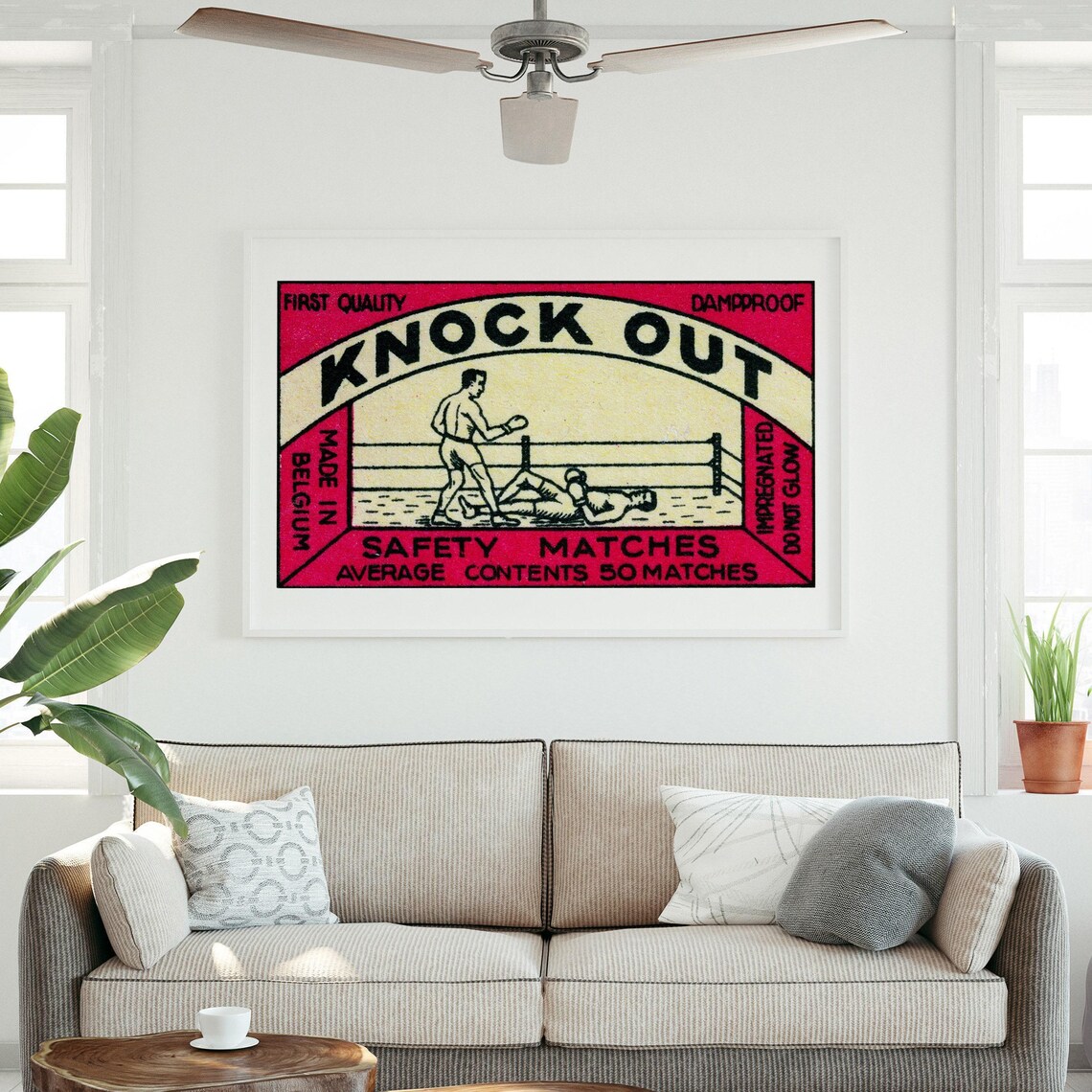 Knock Out Boxing Matchbox Vintage Poster Print - Image 3