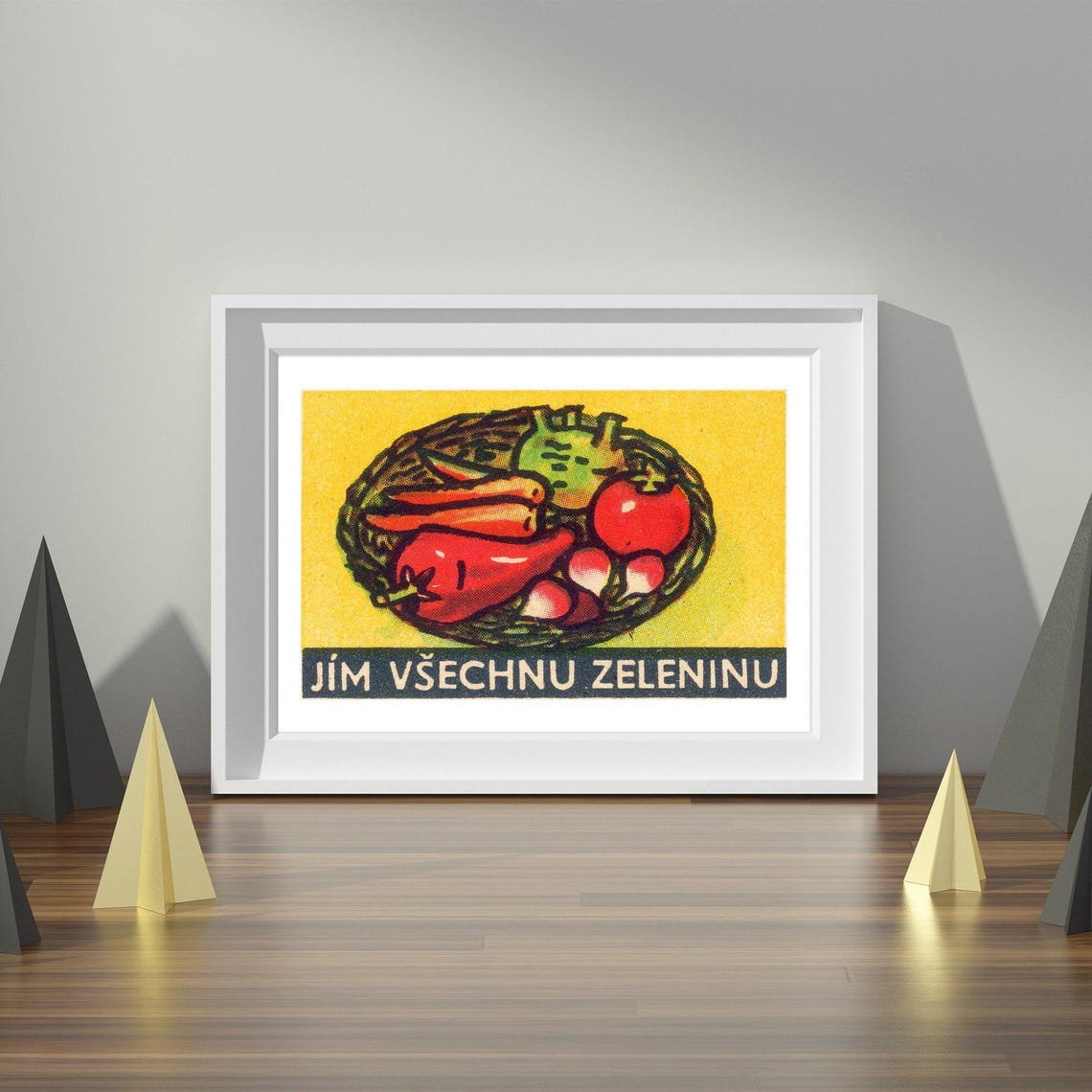 I Eat All Vegetables Vintage Czech Matchbox Label Art Poster - Image 4