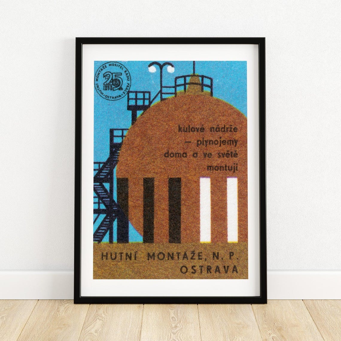 Hutni Montaze Ostrava Spherical Gas Holder Industrial Blue Poster