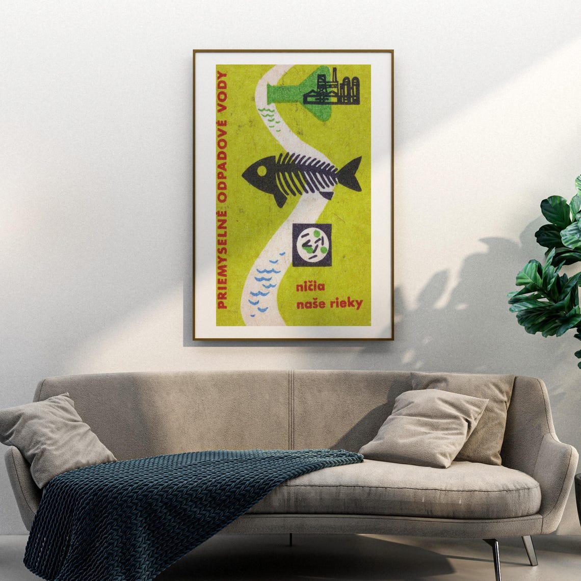 Czech Industrial Waste Anti Pollution Fish Skeleton Matchbox Poster - Image 3