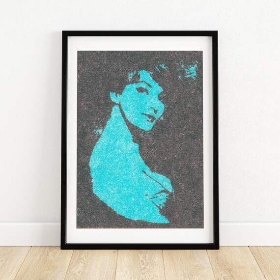 Bold Blue Turquoise Pop Art Woman Portrait Matchbox Label Poster