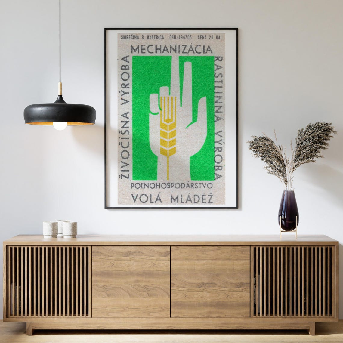 Czech Wheat Stalk Farming Mechanization Matchbox Label Poster - Image 4