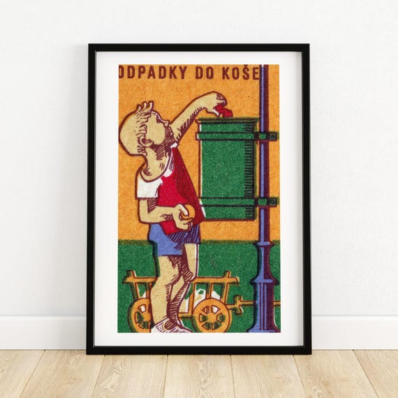 Fruit Peel Goes In Bin Matchbox Print Aesthetic Wall Art Vintage Art Matchbox Wall Poster Vintage Poster Print