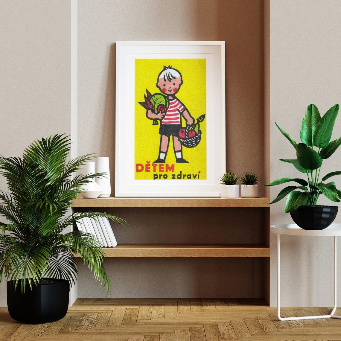 For Children for Health Veggie Boy Vintage Czech Matchbox Poster - Image 2