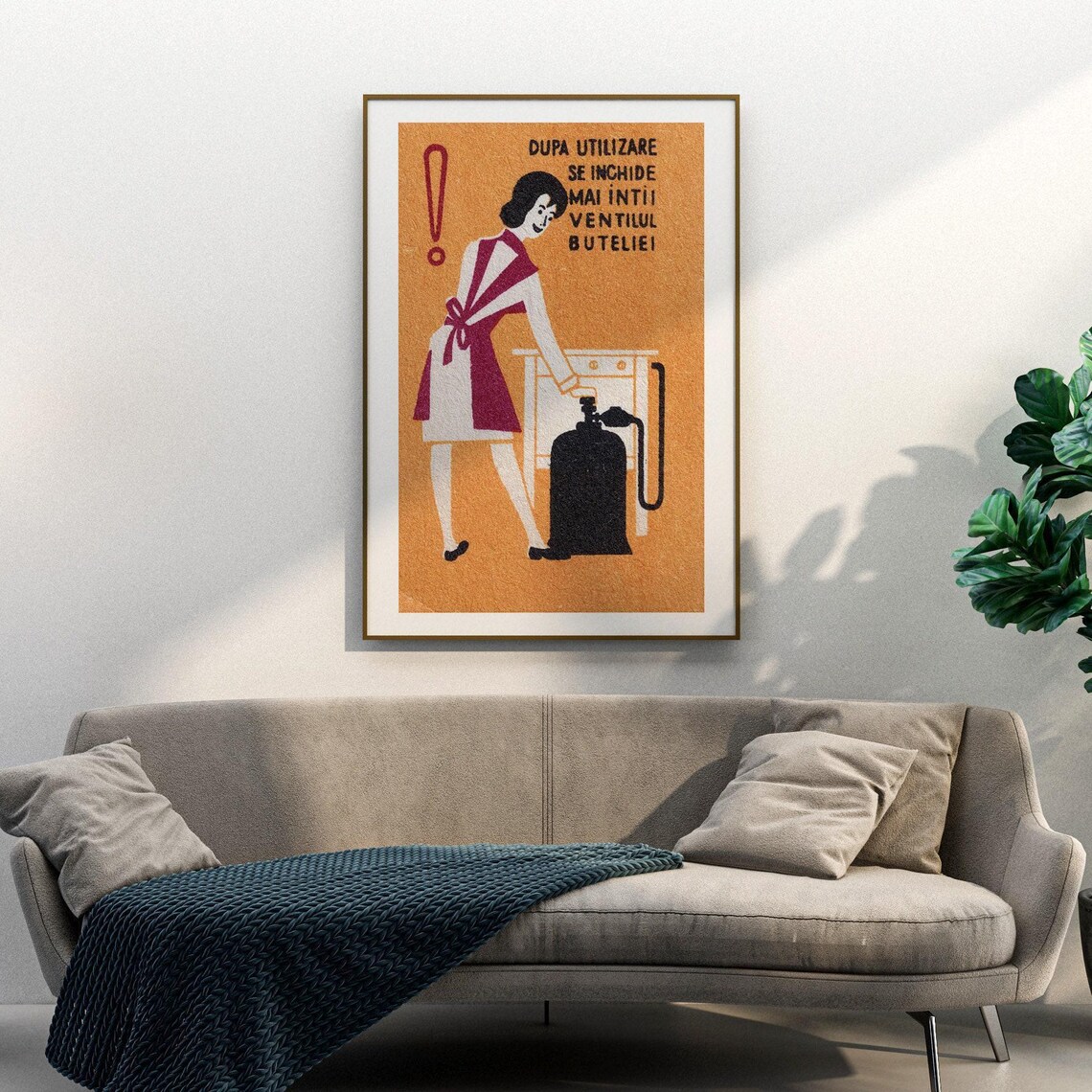 Turn the Gas Off Vintage Romanian Safety Matchbox Label Retro Poster - Image 3
