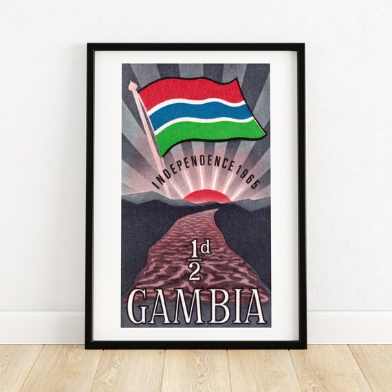 Gambia Independance Vintage African Art Postage Stamp Print Aesthetic Wall Art Postage Stamp Wall Poster Vintage Poster Print