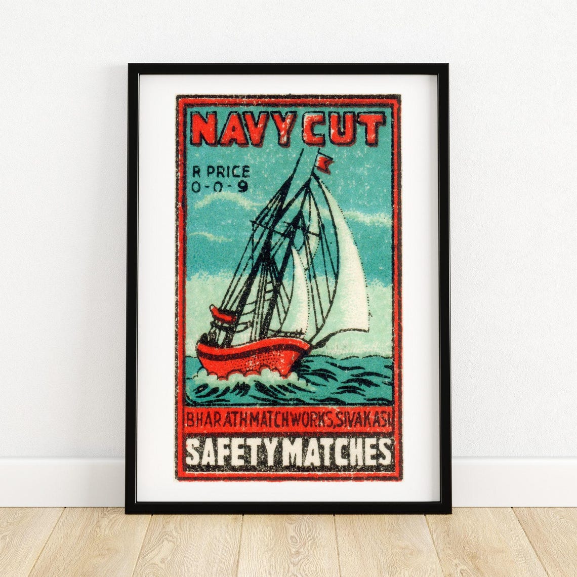 Navy Cut Sailing Ship Sivakasi Safety Matches Vintage Poster