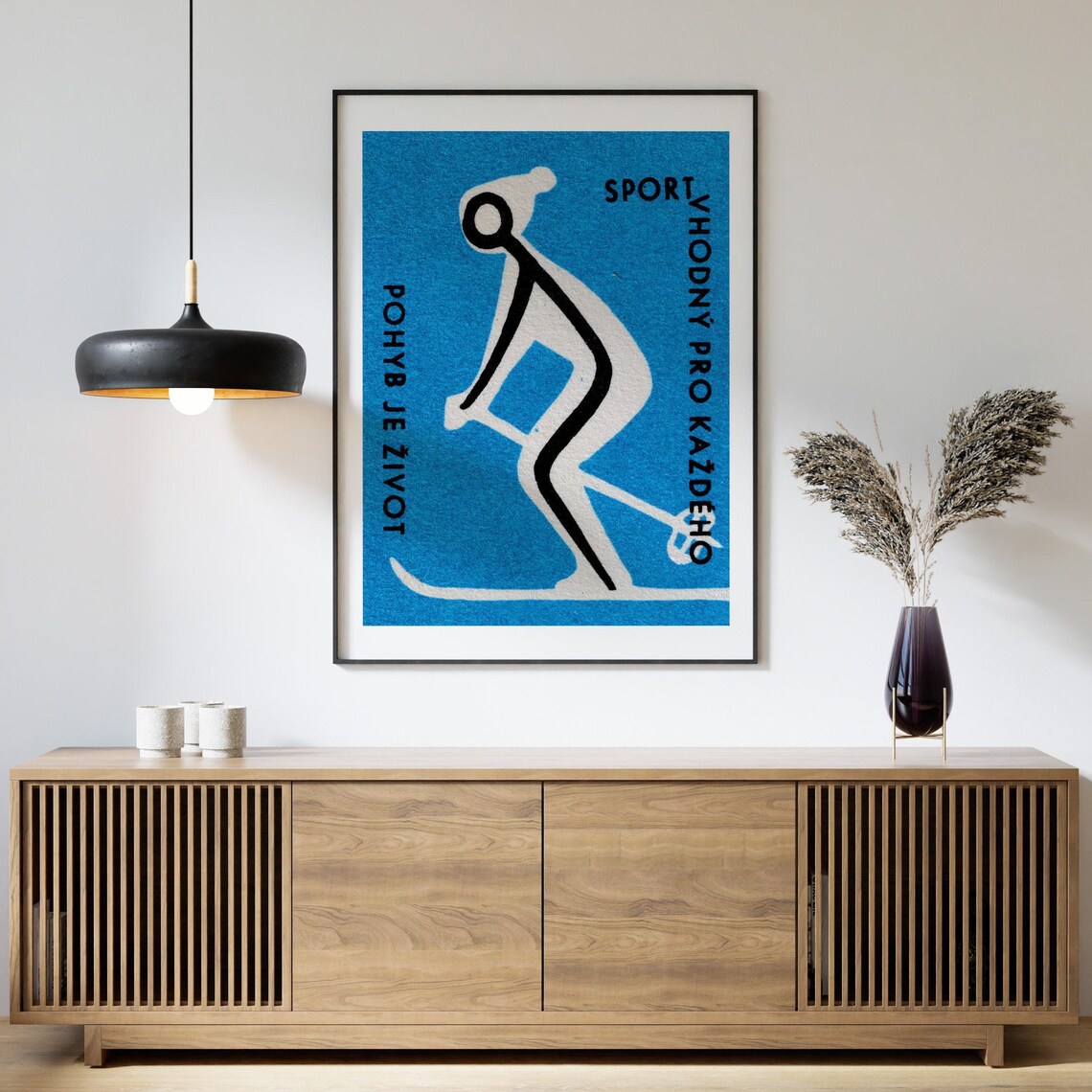 Czech Skiing Pohyb Je Život Vintage Sport Matchbox Label Poster - Image 4