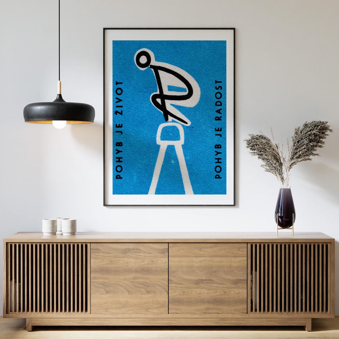 Pohyb je Zivot Czech Gymnast Hoop Blue Vintage Movement Poster - Image 4