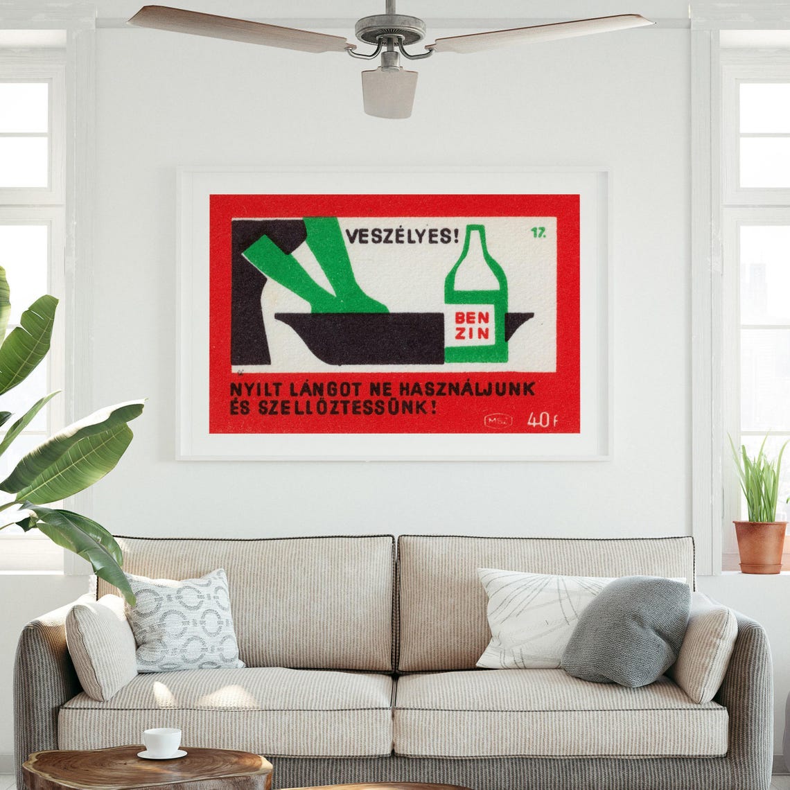 Flammable Liquid Fire Safety Warning Vintage Hungarian Poster - Image 3