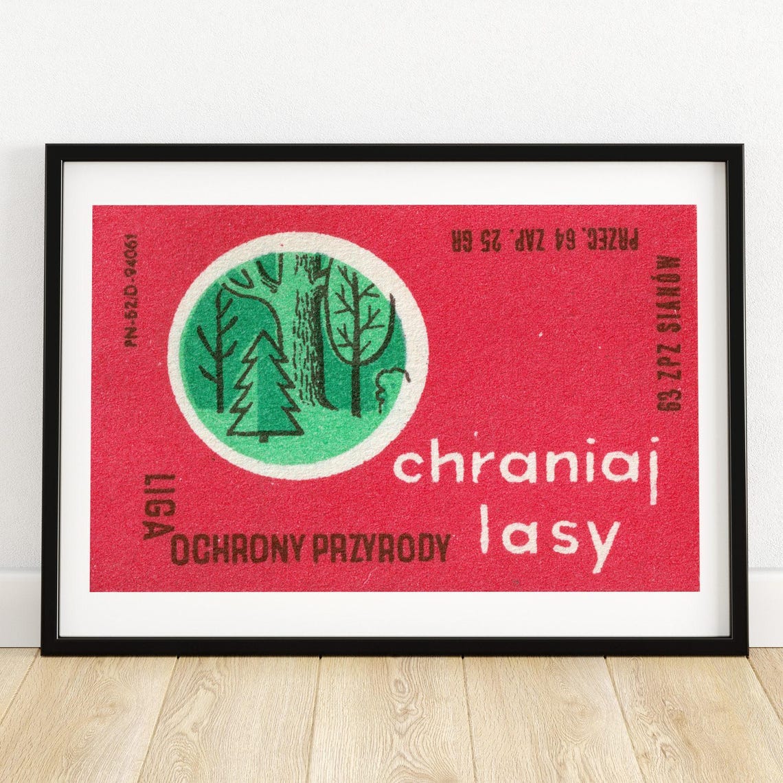 Protect The Forests Vintage Polish Conservation Matchbox Label Poster