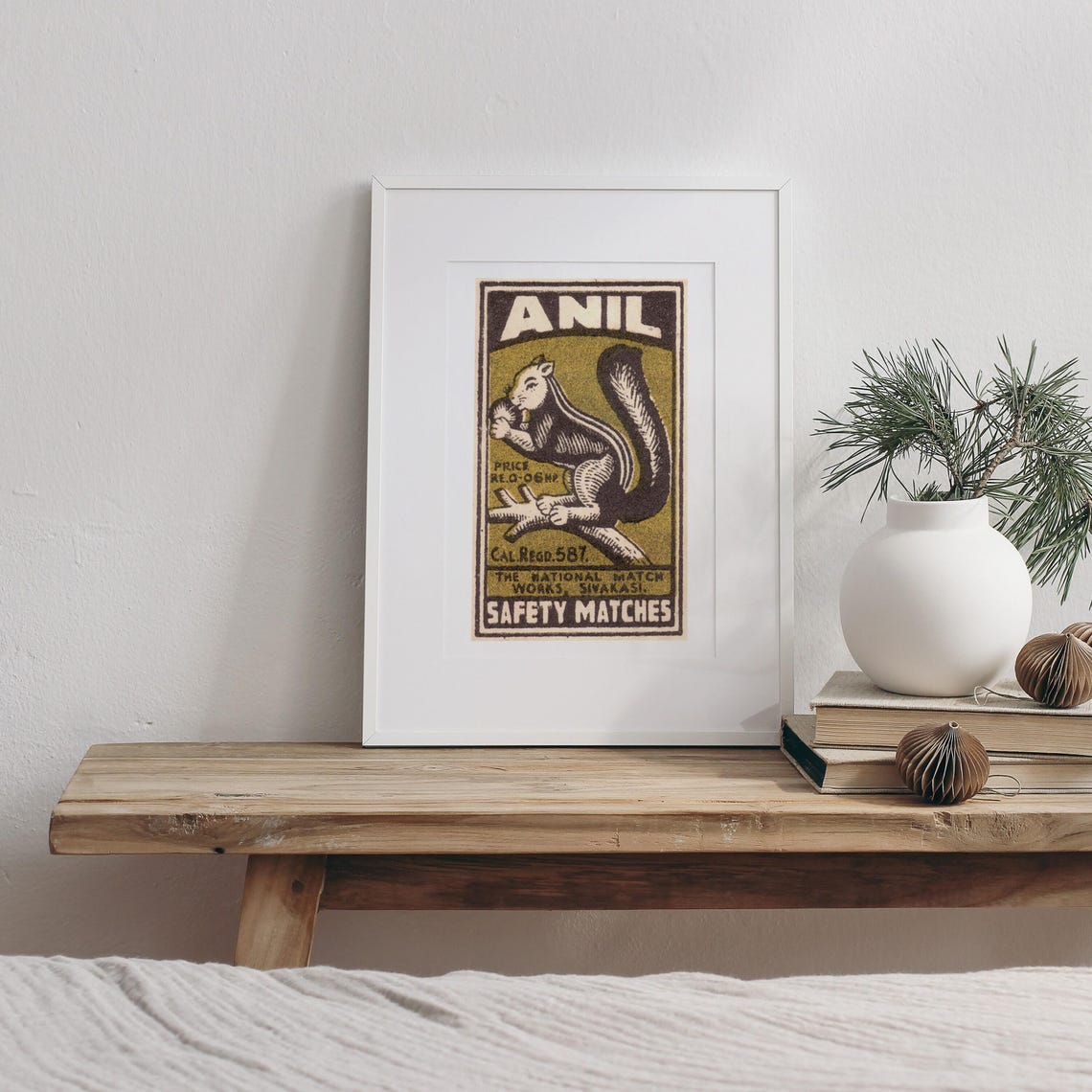 Anil Squirrel Eating Nut Vintage India Safety Matches Poster - Image 3