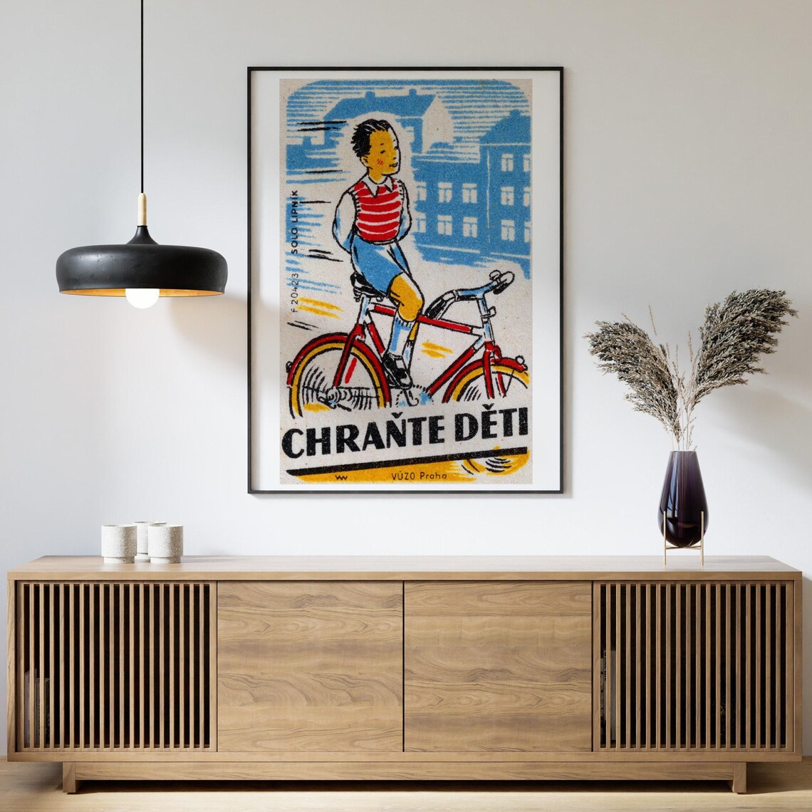 Boy Cycling Matchbox Print, Vintage Czech Poster - Image 4