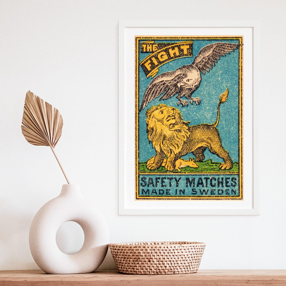 The Fight Eagle Versus Lion Swedish Safety Matches Vintage Poster - Image 4