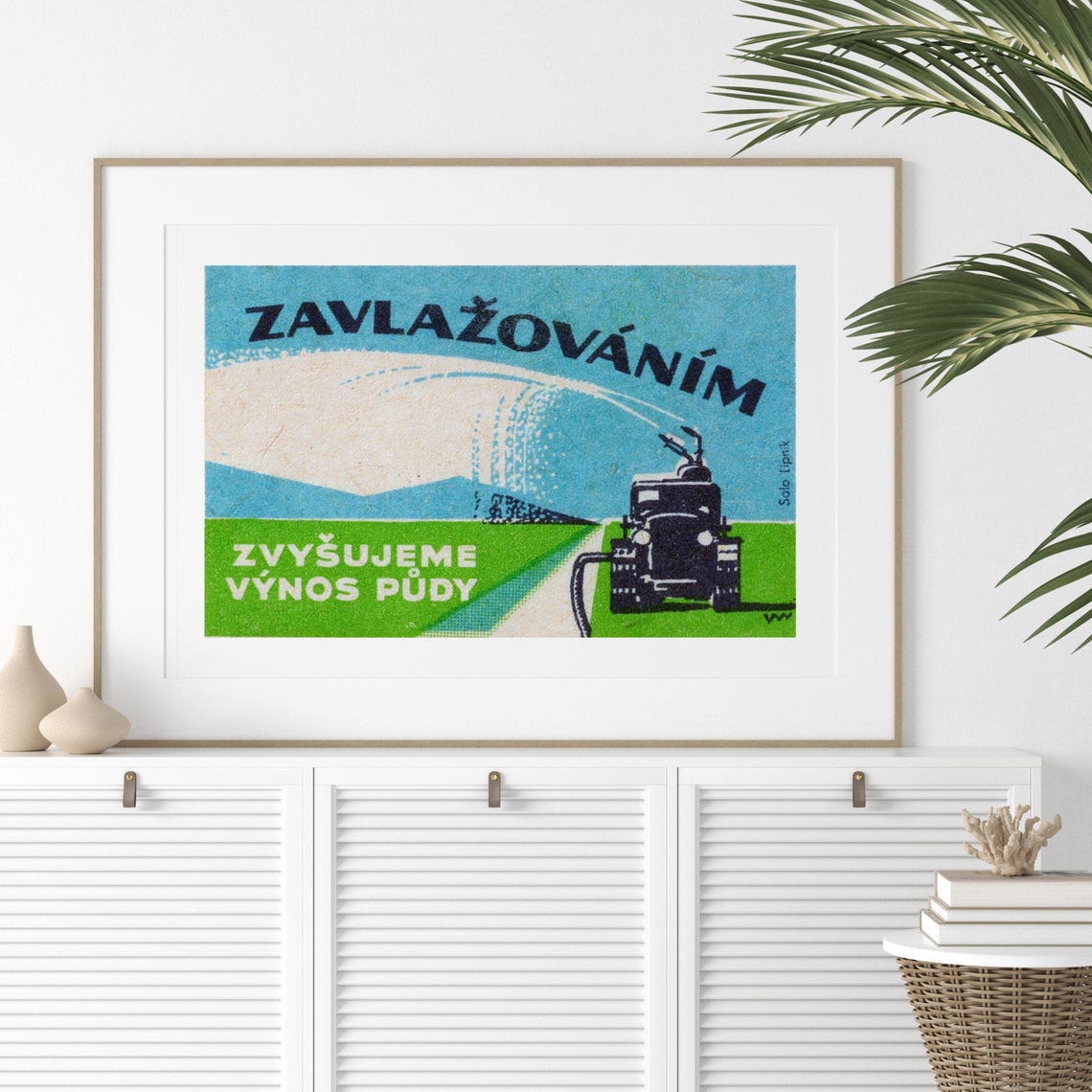 Czech Irrigation Tractor Vintage Farming Matchbox Label Poster - Image 2